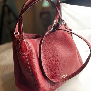 Coach Edie red pebbled leather